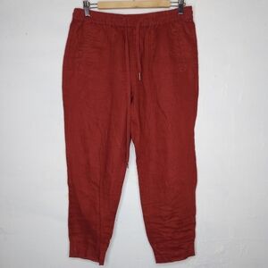Part‎ Two Copenhagen Pants Linen Drawstring Pocket Jogger Elastic Waist Red 36